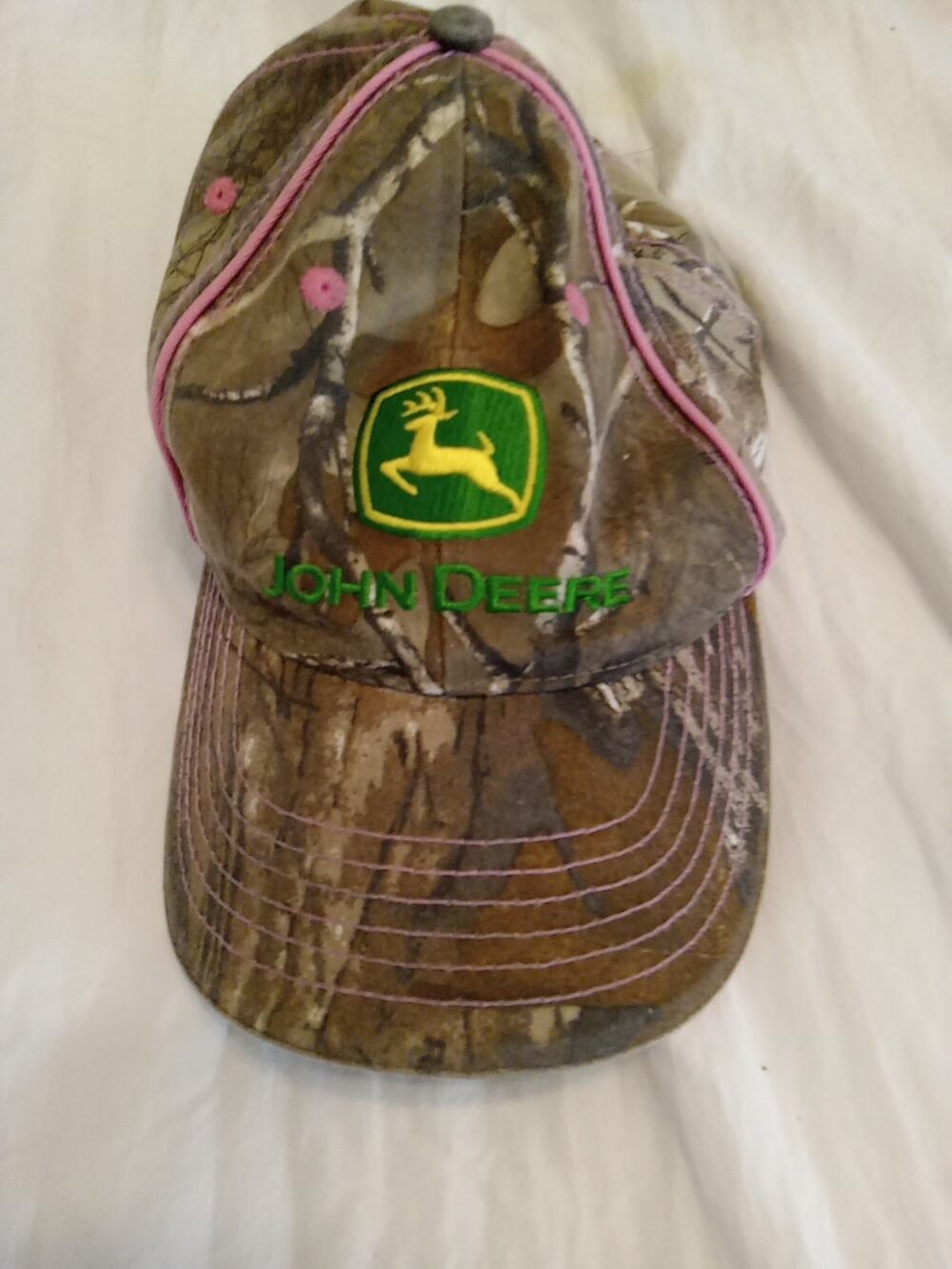 John Deere Strapback Hat Women's One Size Green Pink Camouflage